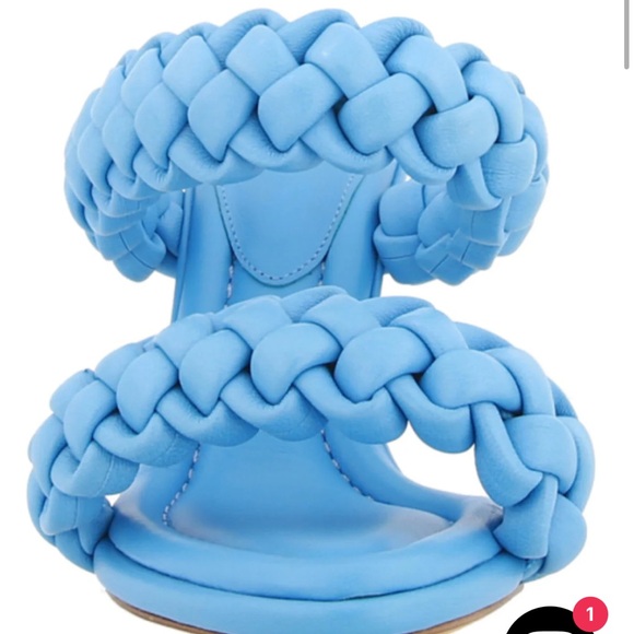 ALEXANDRE BIRMAN Francis Braided Leather Mules Aquarius Blue Size 9 - Picture 4 of 15